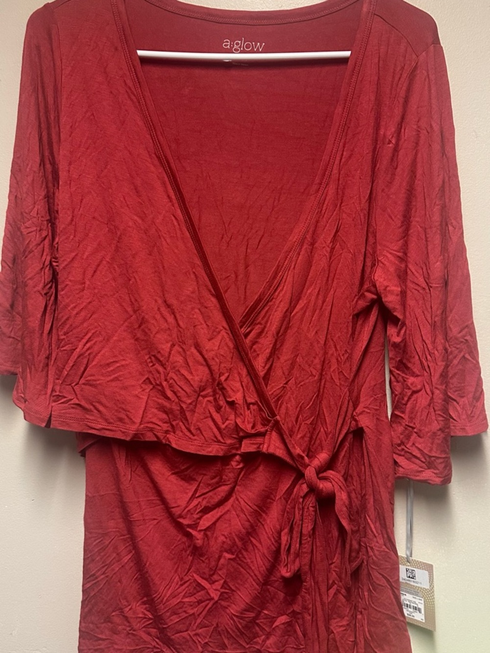 a:glow Red Wrap-Front Blouse